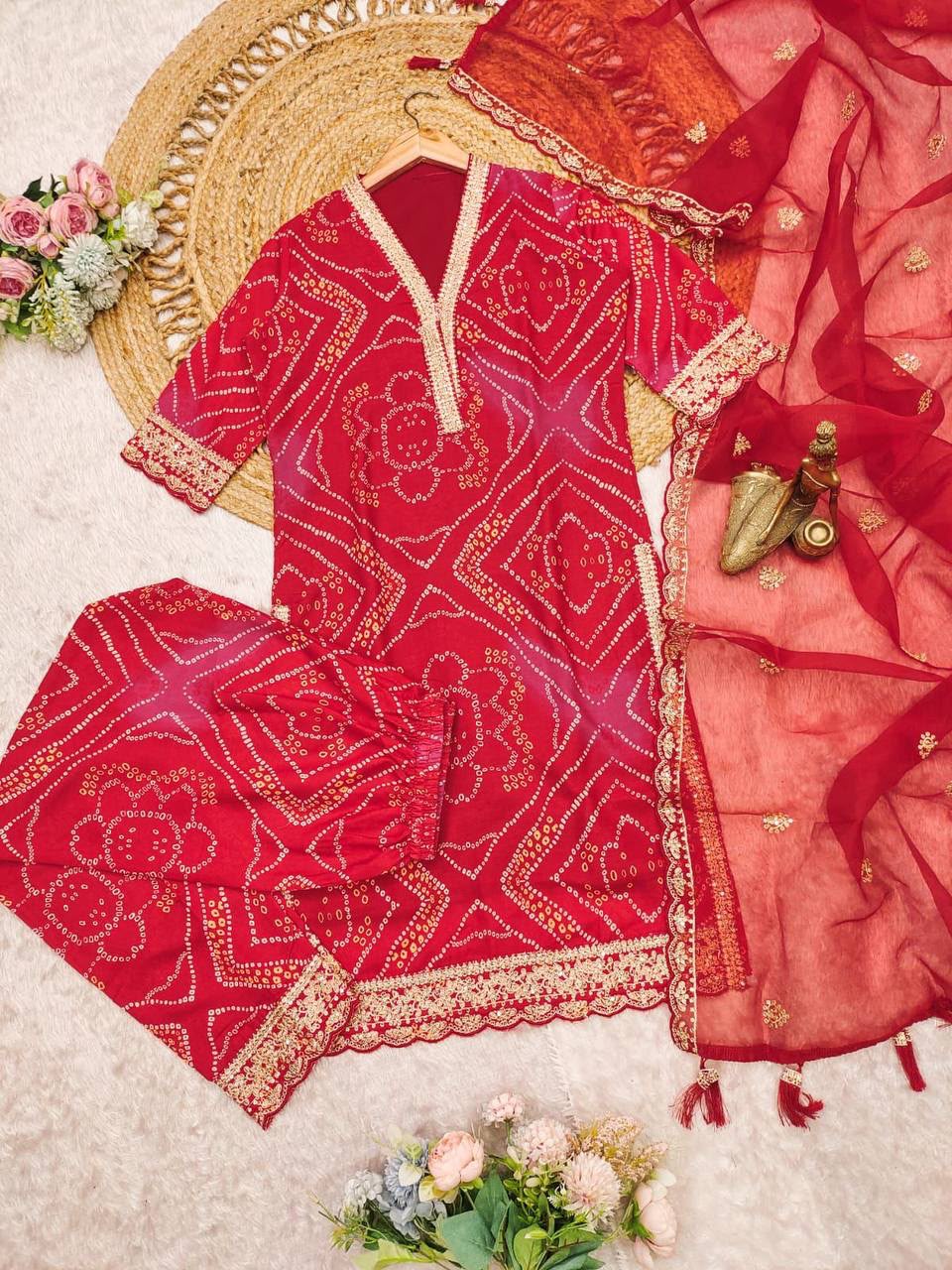 Suit Set with Net Dupatta