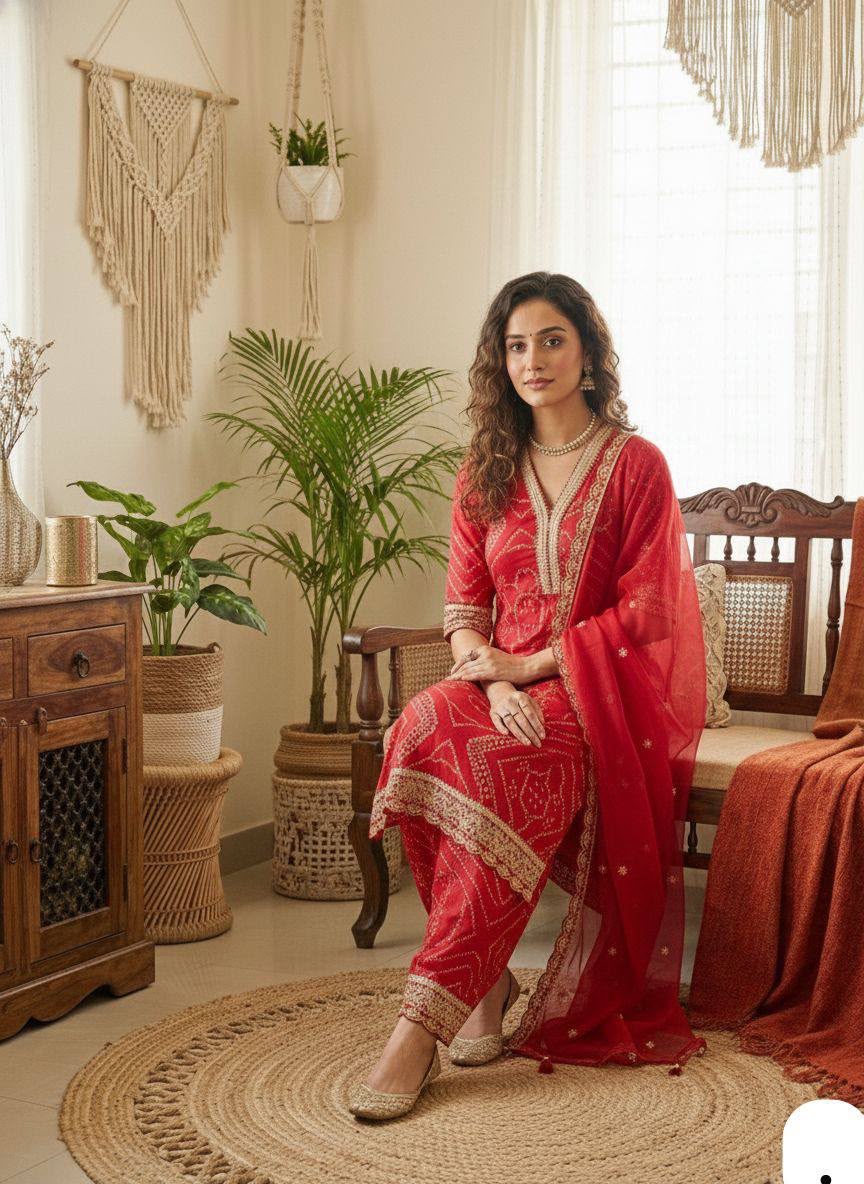 Suit Set with Net Dupatta