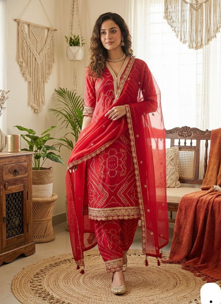 Suit Set with Net Dupatta