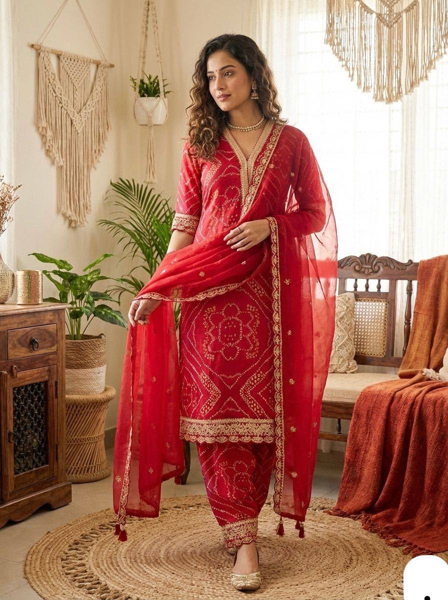 Suit Set with Net Dupatta