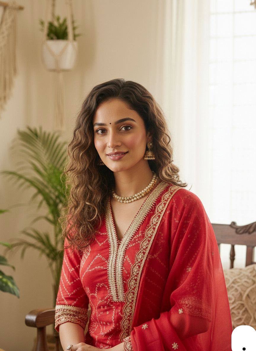 Suit Set with Net Dupatta