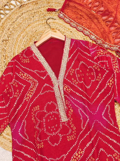 Suit Set with Net Dupatta