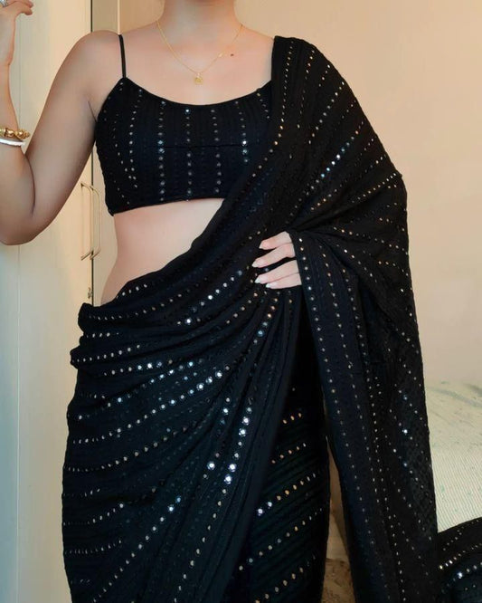 Heavy Georgette Saree with Embroidery Thread & Sequence Work for Women