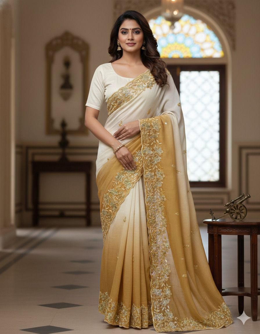 Premium Crunchy Padding Fabric Saree